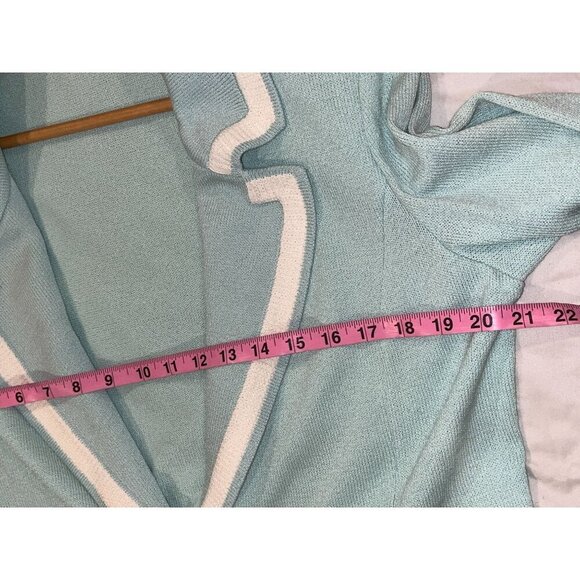 St. John Collection Mint Green One Button Closure Knit Blazer Women's Size 12 - Picture 7 of 10